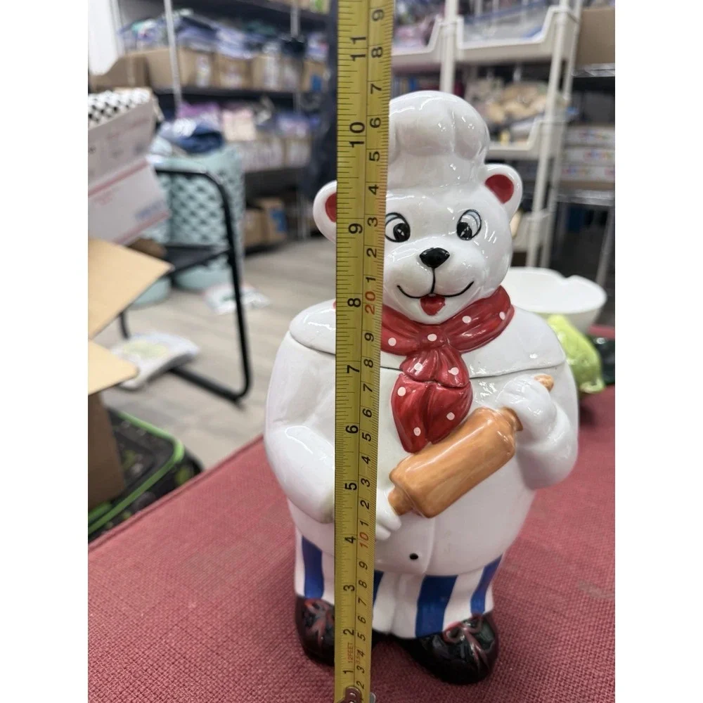 Vintage Ceramic Baker Bear Cookie Jar –‎ Chef Bear with Rolling Pin